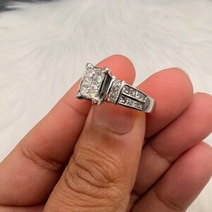Sterling Silver Square-Cut Cubic Zirconia Ring in Silver